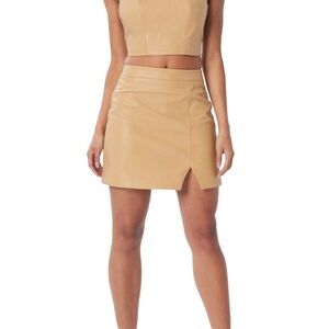Lita by Ciara Leader Lambs Leather Skirt in Iced Coffee